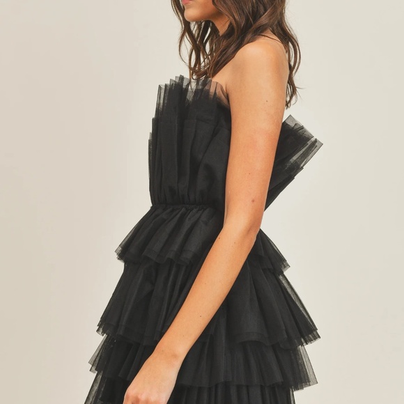 MABLE Aileen Ruffle Mini Dress, Black, Small, NWT - Picture 3 of 9